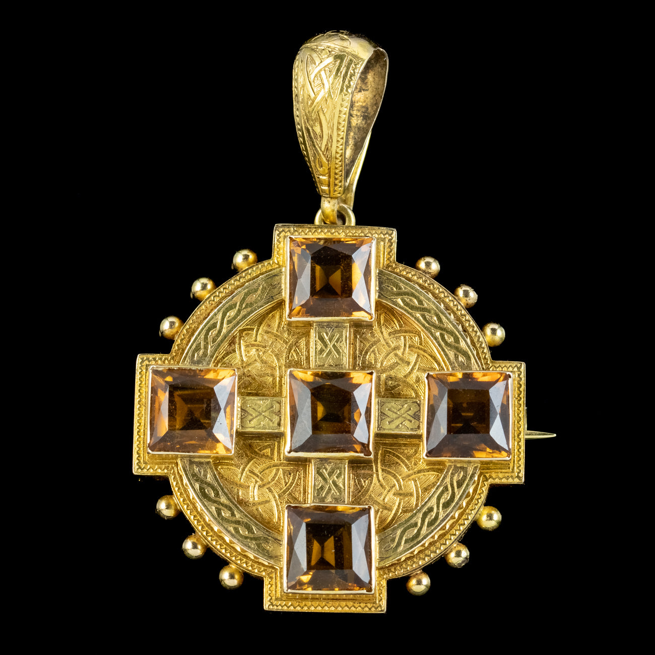 Antique Victorian Scottish Cairngorm Pendant Brooch 18ct Gold Secondary image