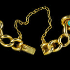 Antique Victorian Turquoise Curb Bracelet 15ct Gold 