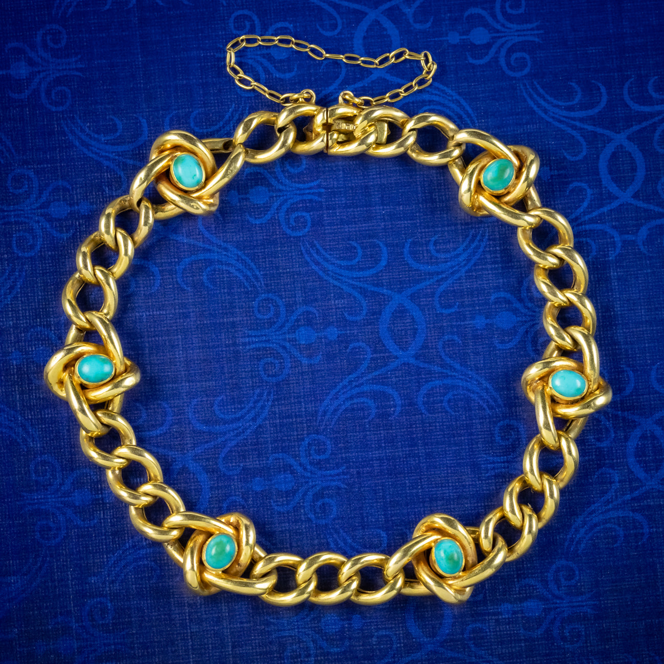Antique Victorian Turquoise Curb Bracelet 15ct Gold  Main image