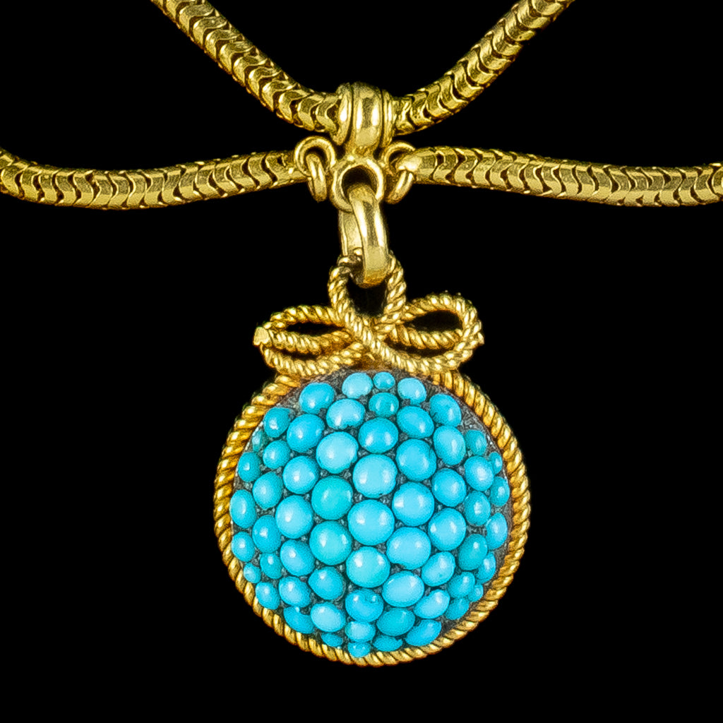 Antique Victorian Turquoise Etruscan Revival Collar Necklace 15ct Gold