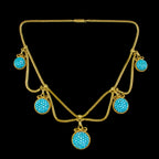 Antique Victorian Turquoise Etruscan Revival Collar Necklace 15ct Gold