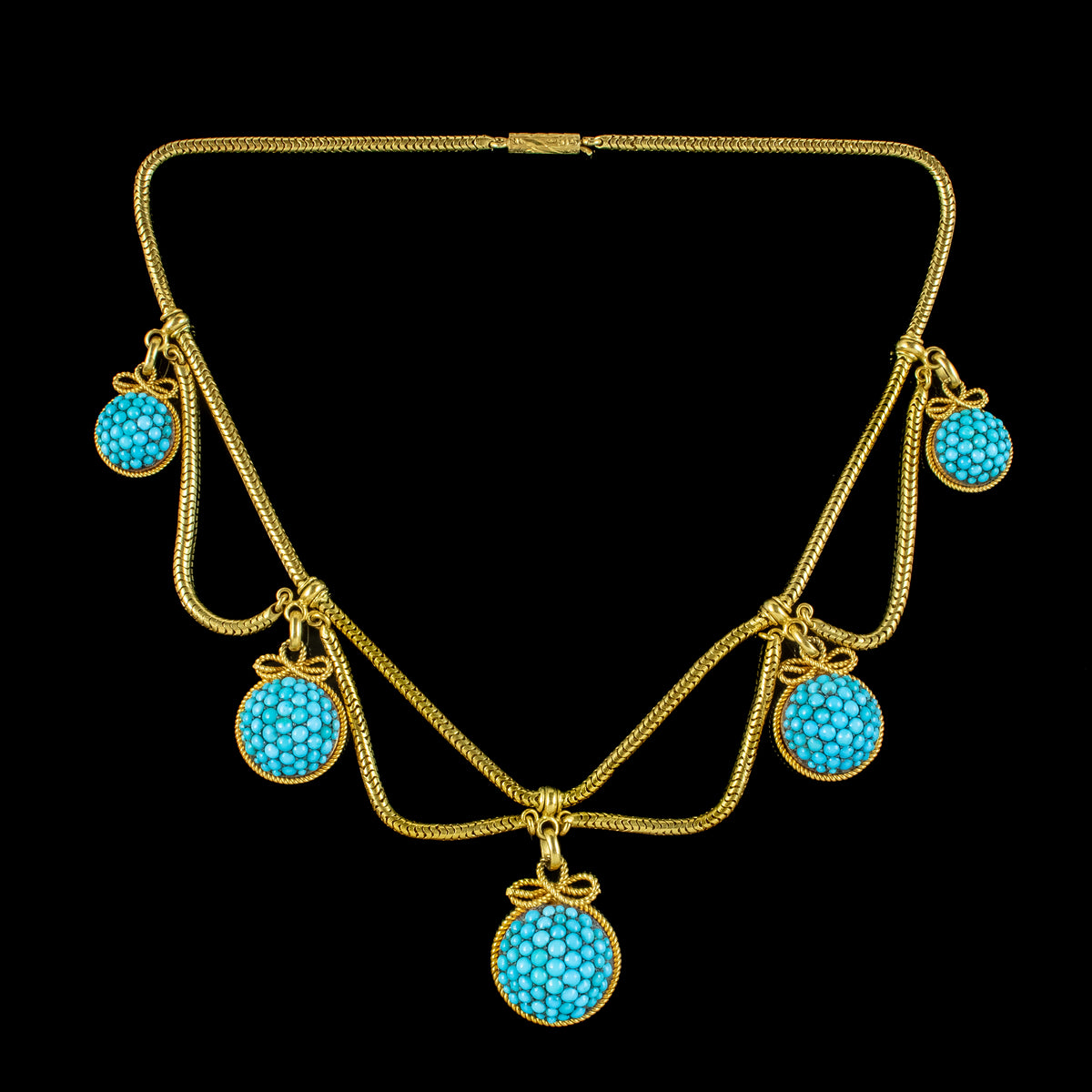 Antique Victorian Turquoise Etruscan Revival Collar Necklace 15ct Gold