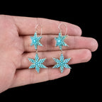 Antique Victorian Turquoise Star Drop Earrings 15ct Gold