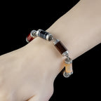 Antique Scottish Agate Padlock Bracelet Silver Circa 1860
