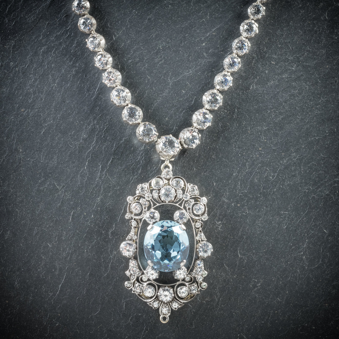 Antique French Victorian Blue Topaz Pendant Necklace Circa 1900 Secondary image