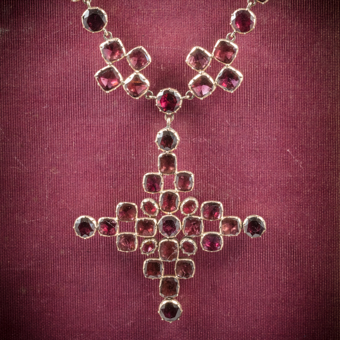 Antique Georgian Garnet Collar Cross Pendant 18ct Gold Circa 1770 cover Main image