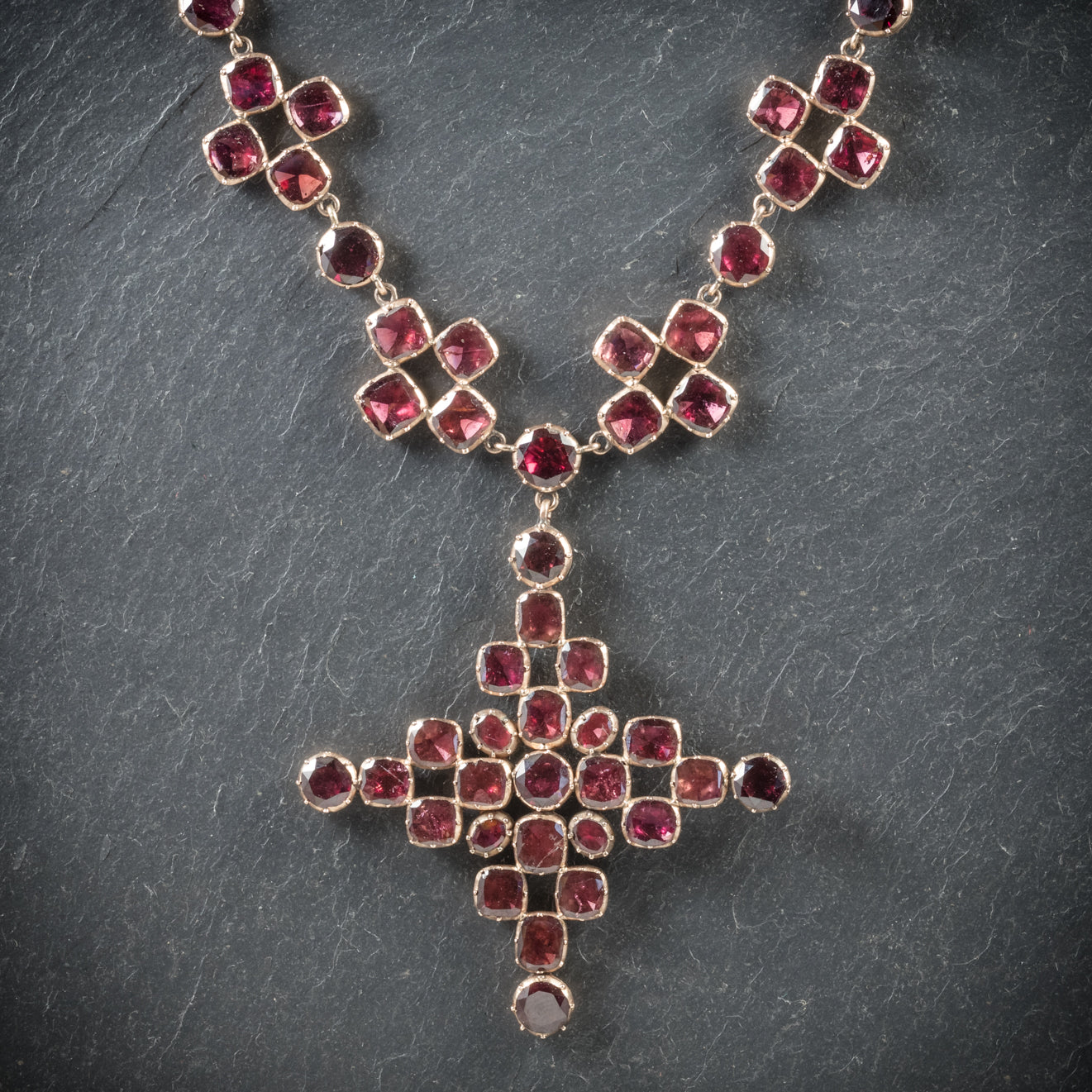 Antique Georgian Garnet Collar Cross Pendant 18ct Gold Circa 1770 Secondary image