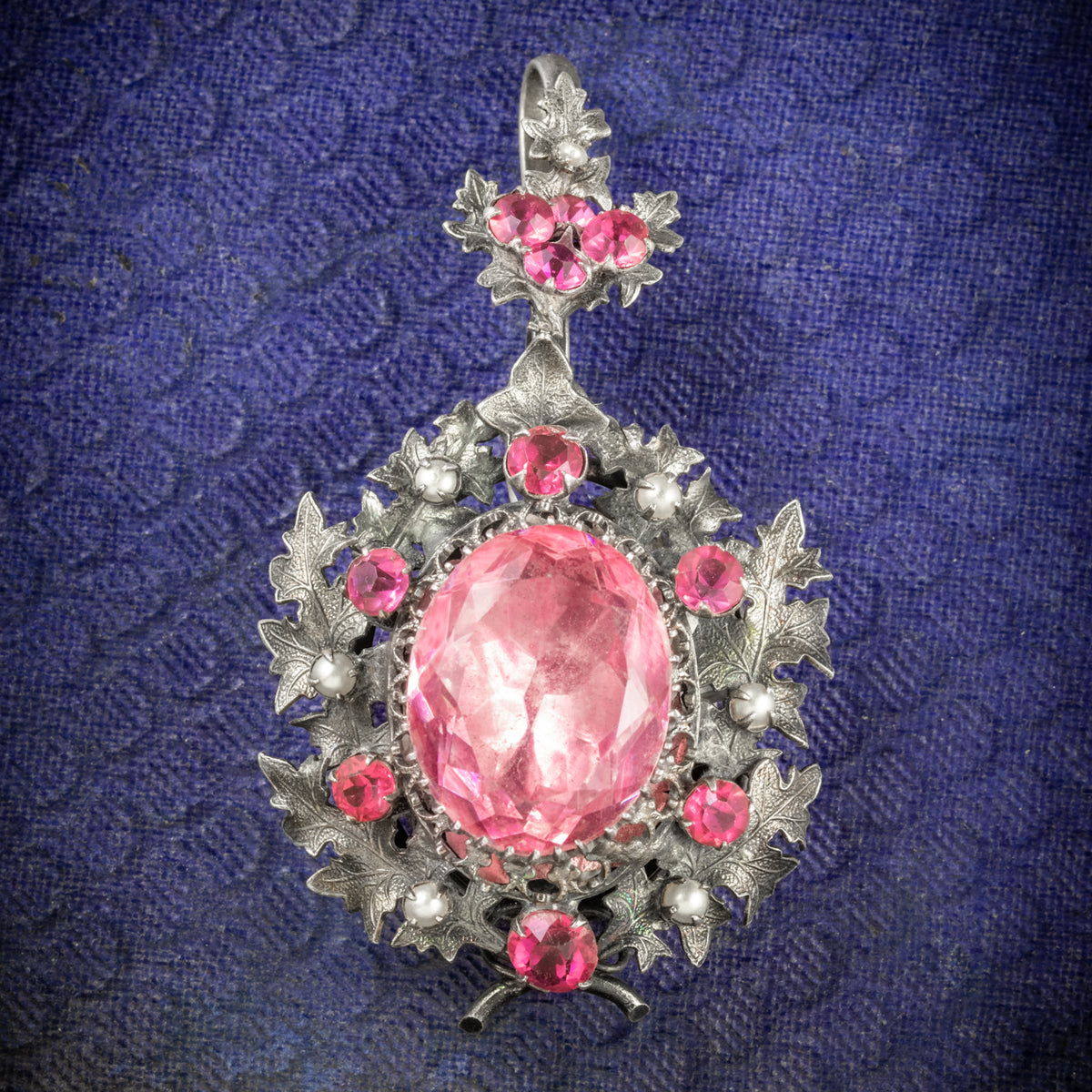 Antique Georgian Pendant Locket Pink Paste Silver Circa 1800 COVER Main image