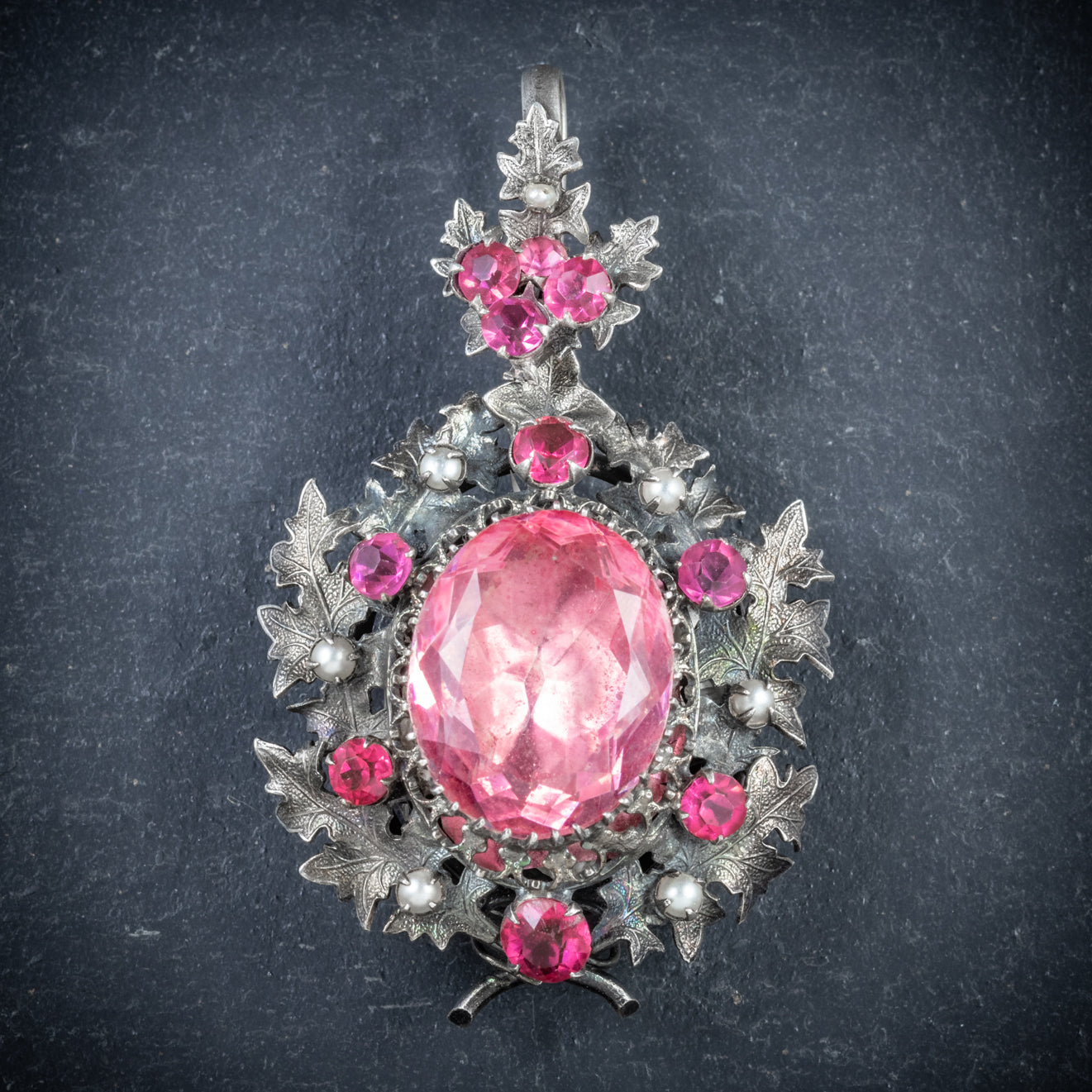 Antique Georgian Pendant Locket Pink Paste Silver Circa 1800 Secondary image