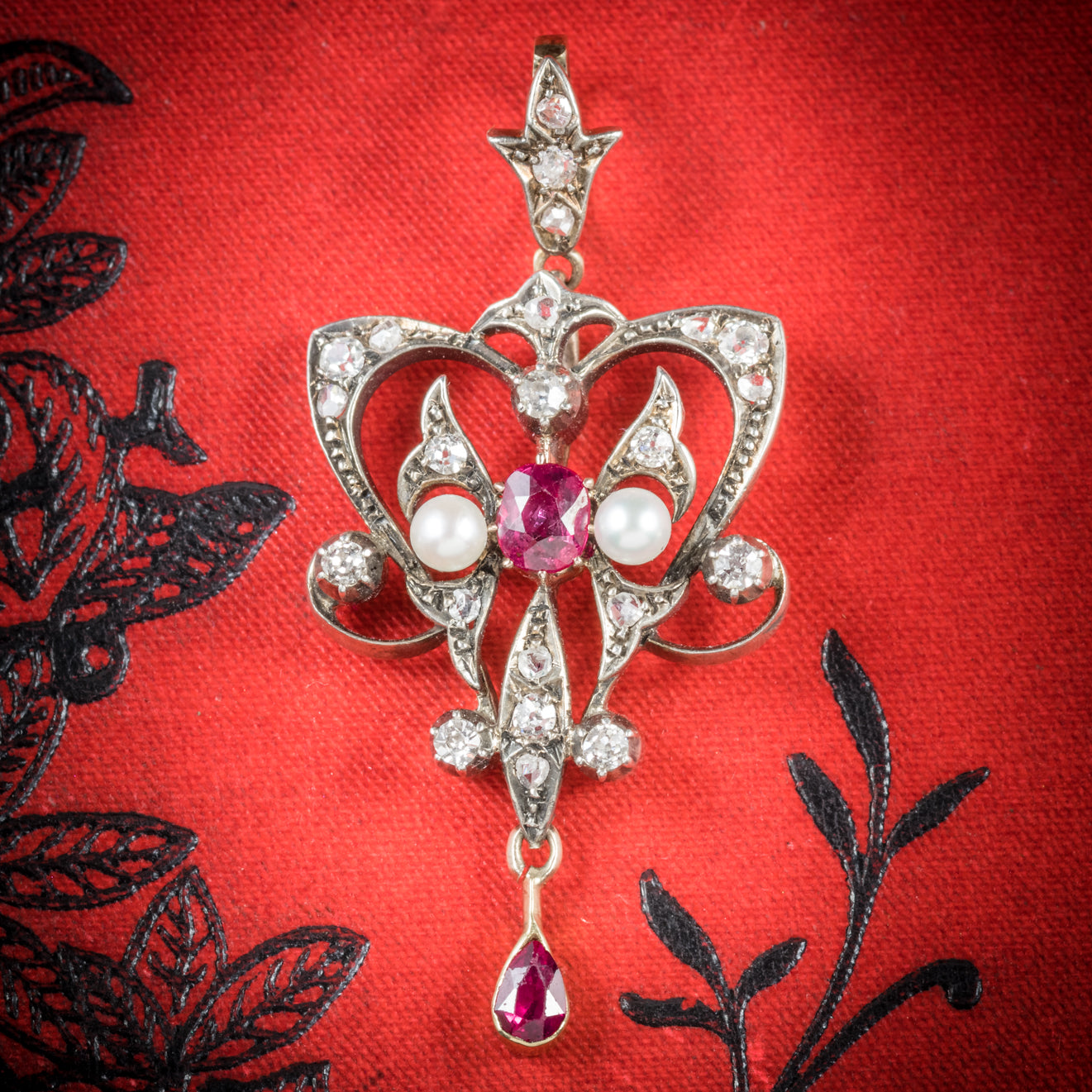 Antique Georgian Ruby Diamond Pendant Platinum Circa 1800 COVER Main image