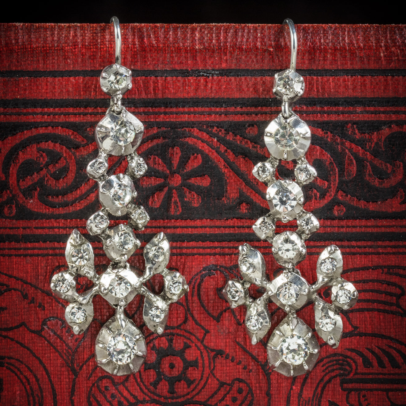 Antique Georgian Silver Paste Stone Drop Earrings Circa 1800 Main image