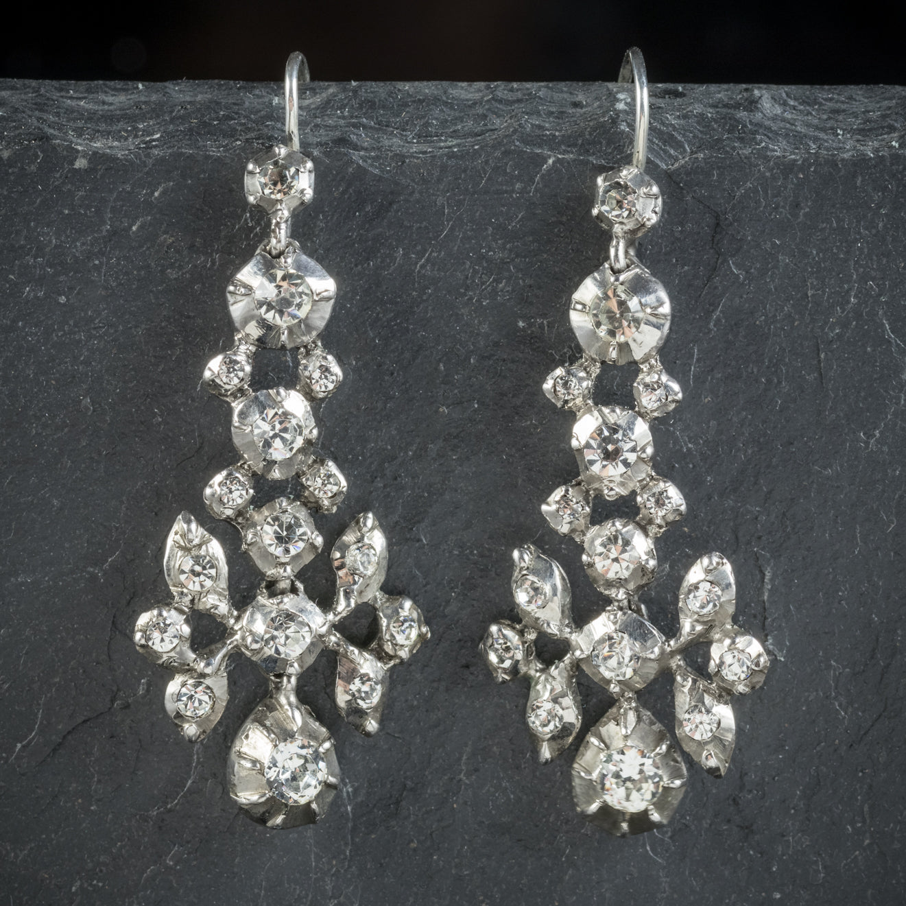 Antique Georgian Silver Paste Stone Drop Earrings Circa 1800 Secondary image
