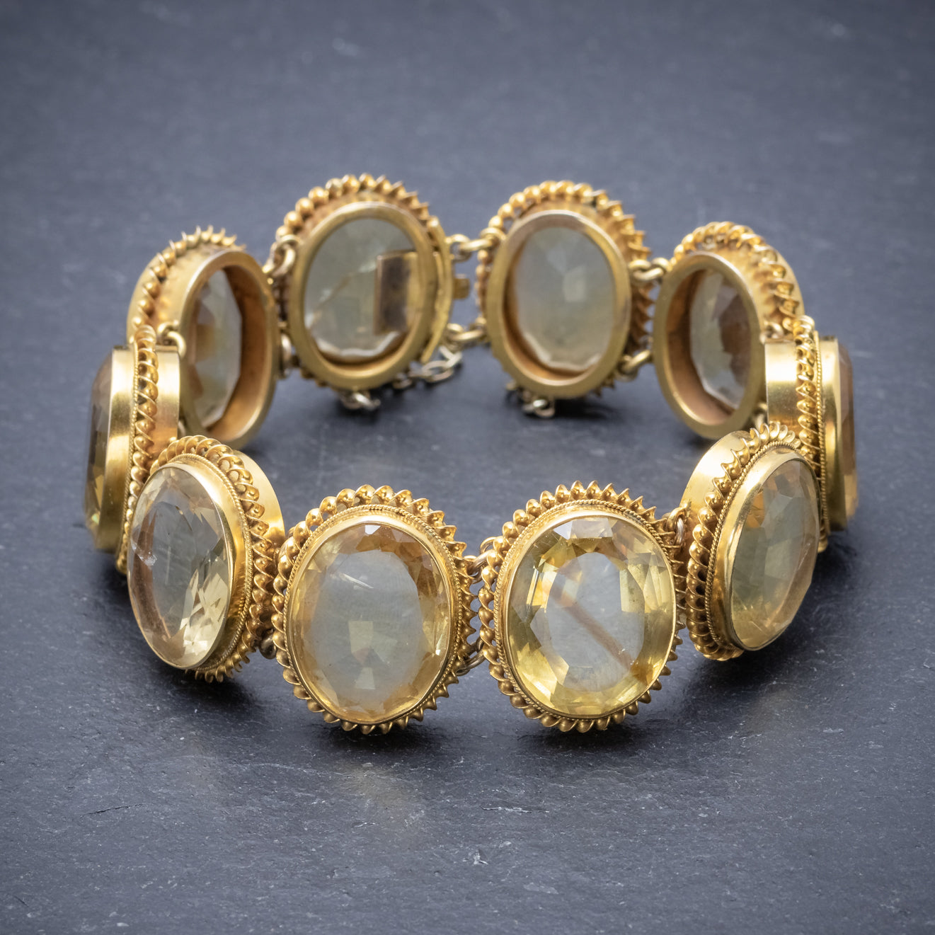 ANTIQUE VICTORIAN CITRINE BRACELET GOLD GILT ON SILVER CIRCA 1900 Secondary image