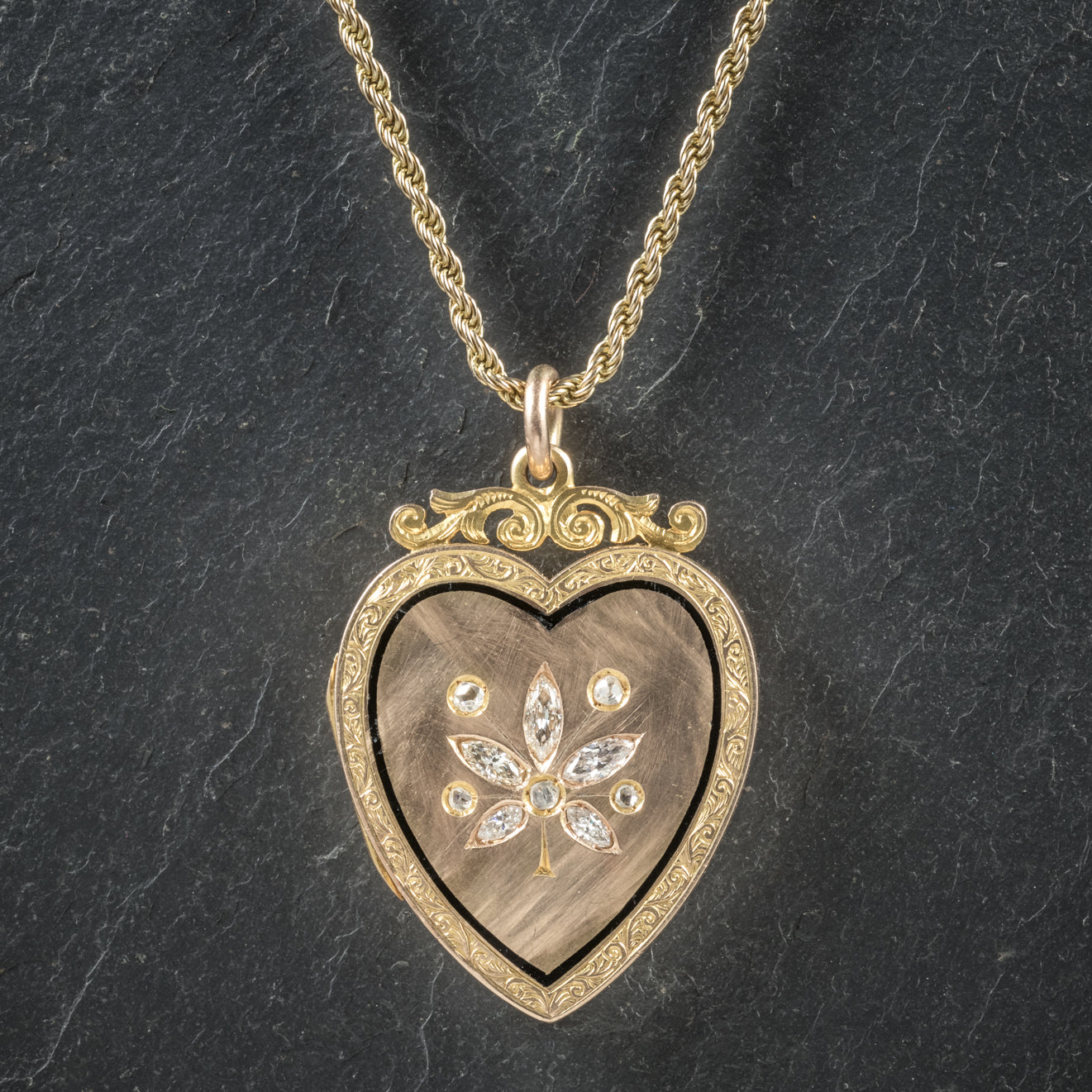 Antique Victorian Diamond Heart Locket Necklace 15ct Gold Circa 1880 Secondary image