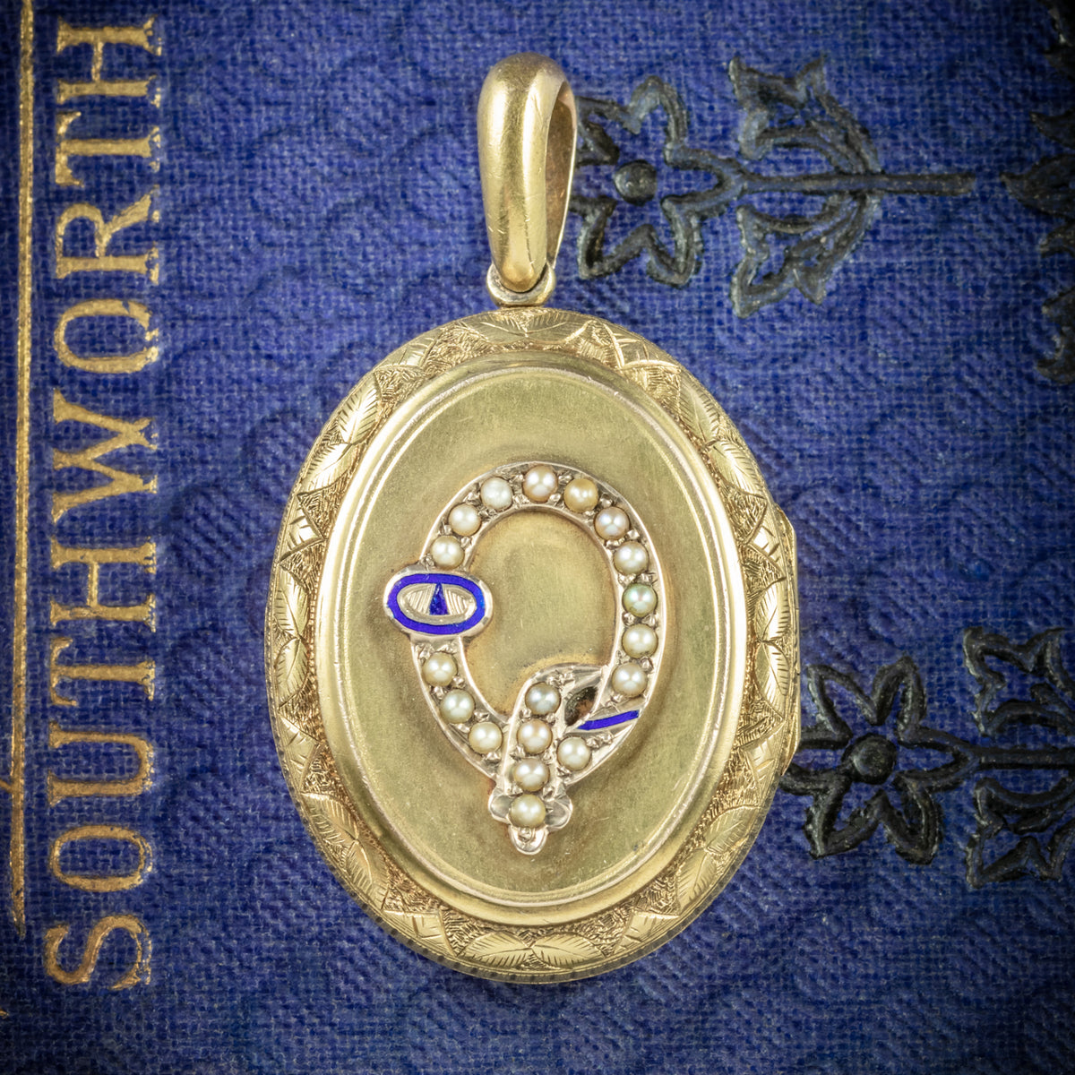 Antique Victorian Gold Locket Pearl Buckle 15ct Gold Circa 1900 COVER Main image