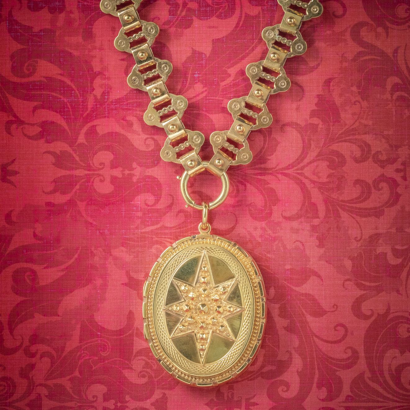 Antique Victorian Locket Collar 18ct Gold On Silver Necklace Dated 1883 COVER Main image