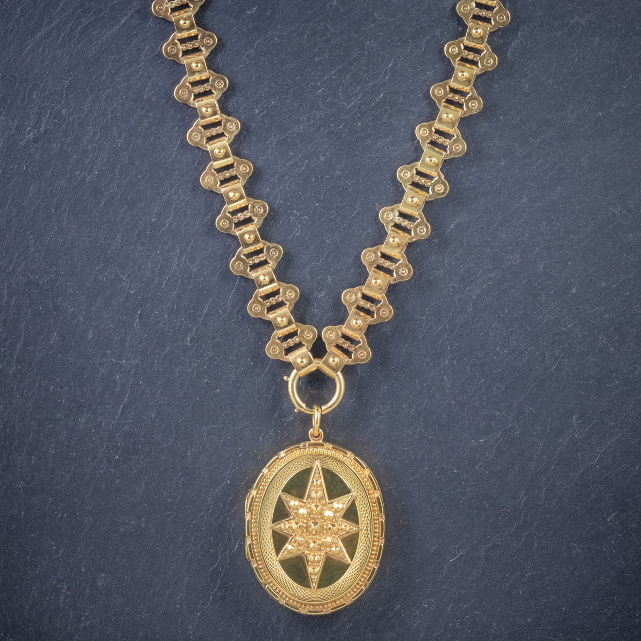 Antique Victorian Locket Collar 18ct Gold On Silver Necklace Dated 1883 Secondary image