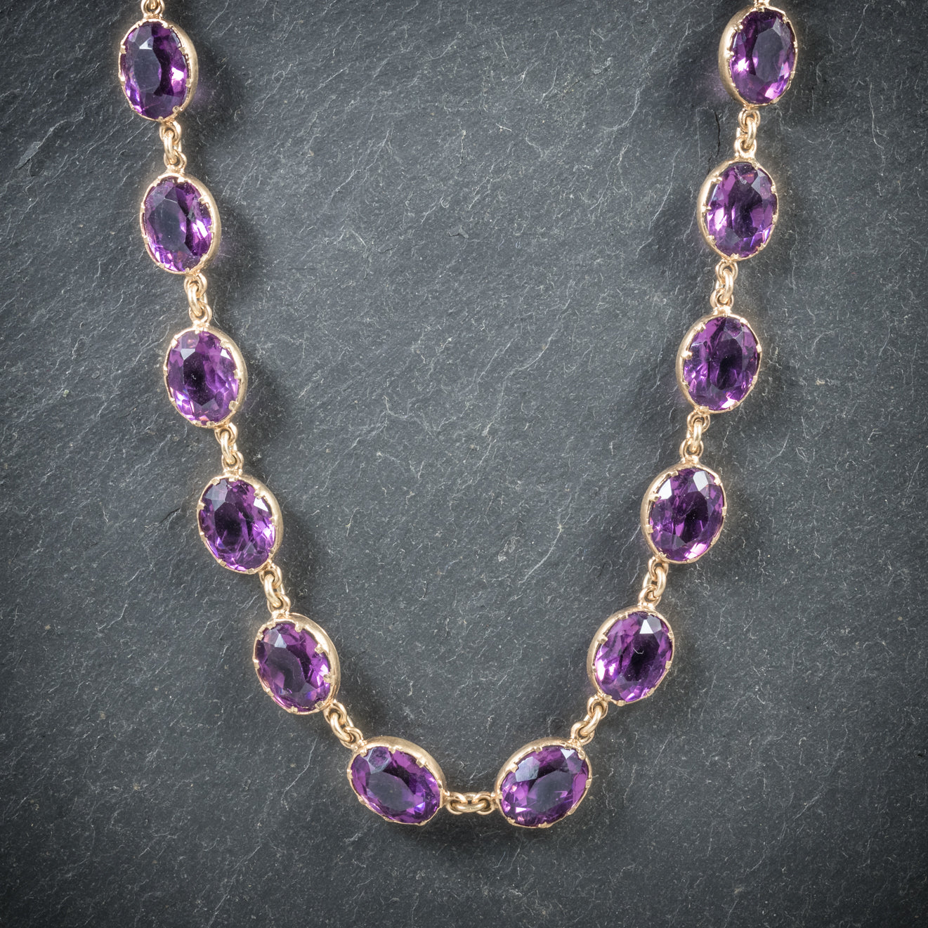 Antique Victorian Purple Paste Necklace 9ct Gold Circa 1880 Secondary image