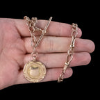 Art Deco 9ct Rose Gold Albert Chain With Medallion Dated 1930