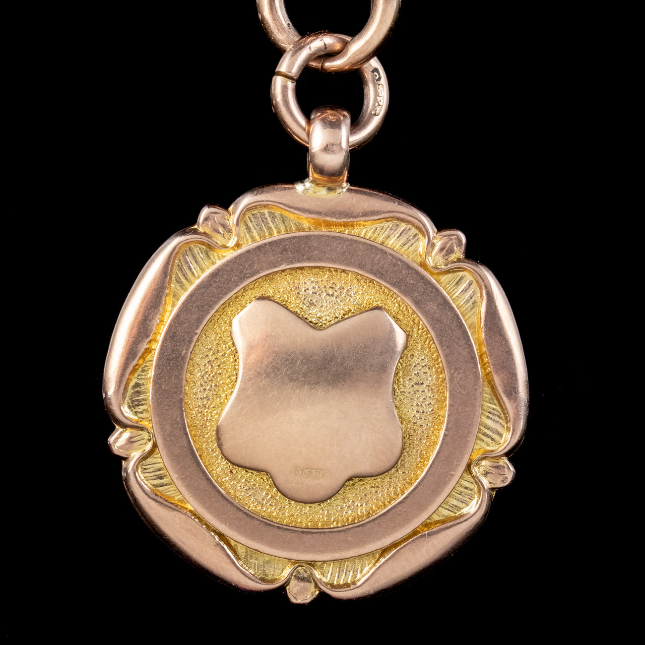 Art Deco 9ct Rose Gold Albert Chain With Medallion Dated 1930