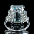Art Deco Aquamarine Diamond Cocktail Ring 12.8ct Aqua