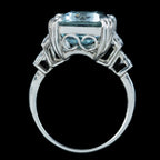 Art Deco Aquamarine Diamond Cocktail Ring 12.8ct Aqua