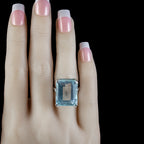 Art Deco Aquamarine Diamond Cocktail Ring 23.5ct Aqua Circa 1920