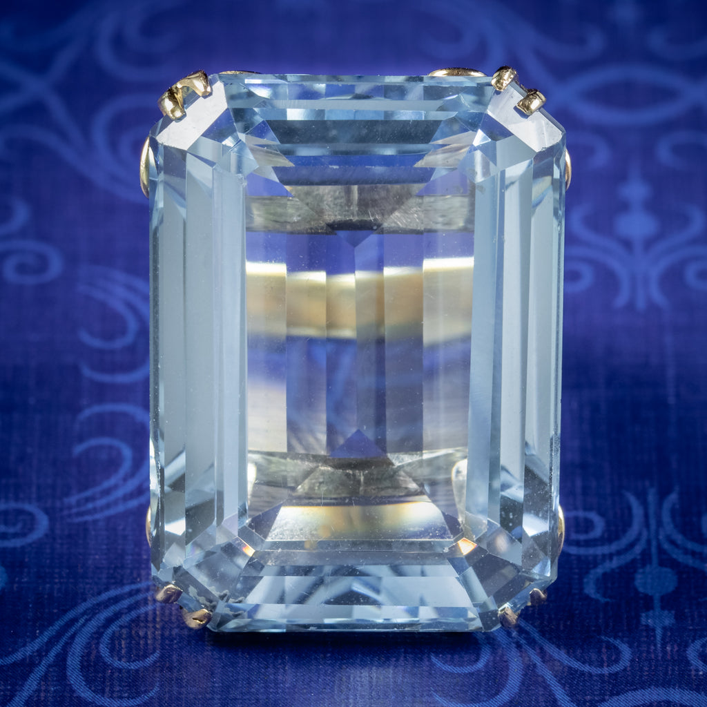Art Deco Blue Topaz Cocktail Ring 89ct Topaz Circa 1920 