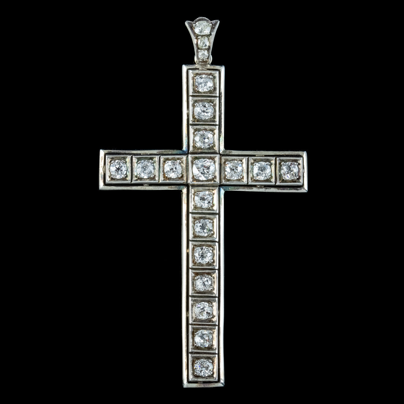 Art Deco Diamond Cross Pendant 18ct Gold 2ct Diamond Secondary image