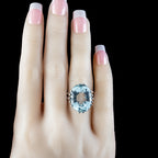 Art Deco French Aquamarine Cocktail Ring 20ct Aqua