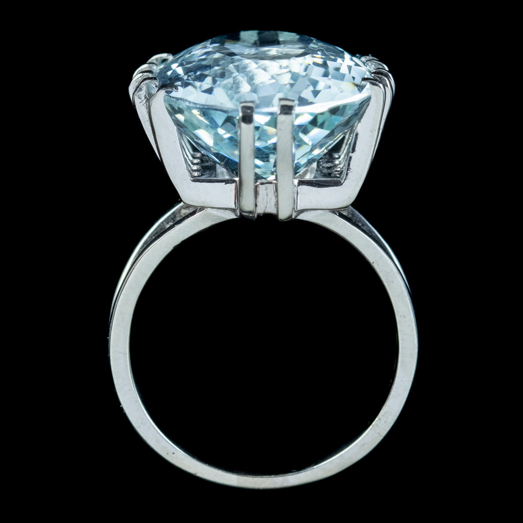 Art Deco French Aquamarine Cocktail Ring 20ct Aqua