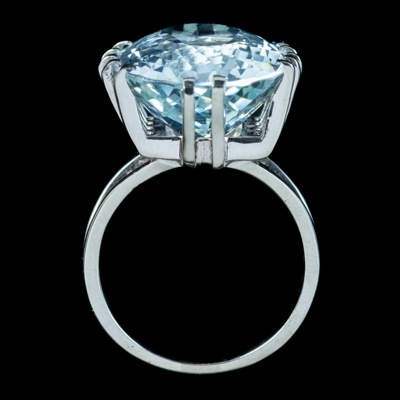 Art Deco French Aquamarine Cocktail Ring 20ct Aqua
