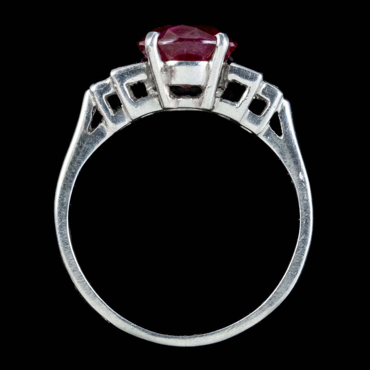 Art Deco French Burmese Ruby Diamond Ring 2.40ct Ruby With Cert