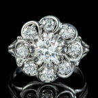 Art Deco French Diamond Cluster Ring 1.85ct Of Diamond Circa 1920