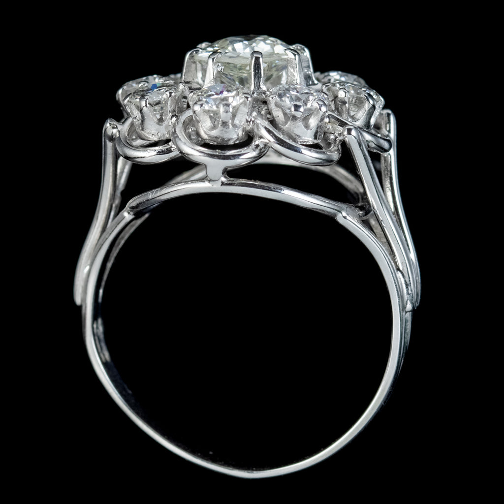 Art Deco French Diamond Cluster Ring 1.85ct Of Diamond Circa 1920