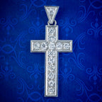 Art Deco French Diamond Cross Pendant Platinum 2.8ct Of Diamond