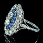 Art Deco French Sapphire Diamond Ring 3.20ct Of Diamond Circa 1920 Boxed 