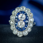 Art Deco French Sapphire Diamond Ring 3.20ct Of Diamond Circa 1920 Boxed 