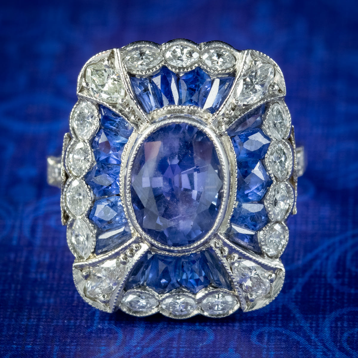 Art Deco French Sapphire Diamond Ring 3ct Of Sapphire Circa 1920 Main image