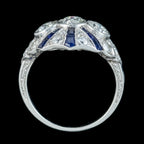 Art Deco Sapphire Diamond Cluster Ring 2ct Of Diamond