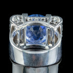 Art Deco Sapphire Diamond Cocktail Ring 6ct Sapphire With Cert