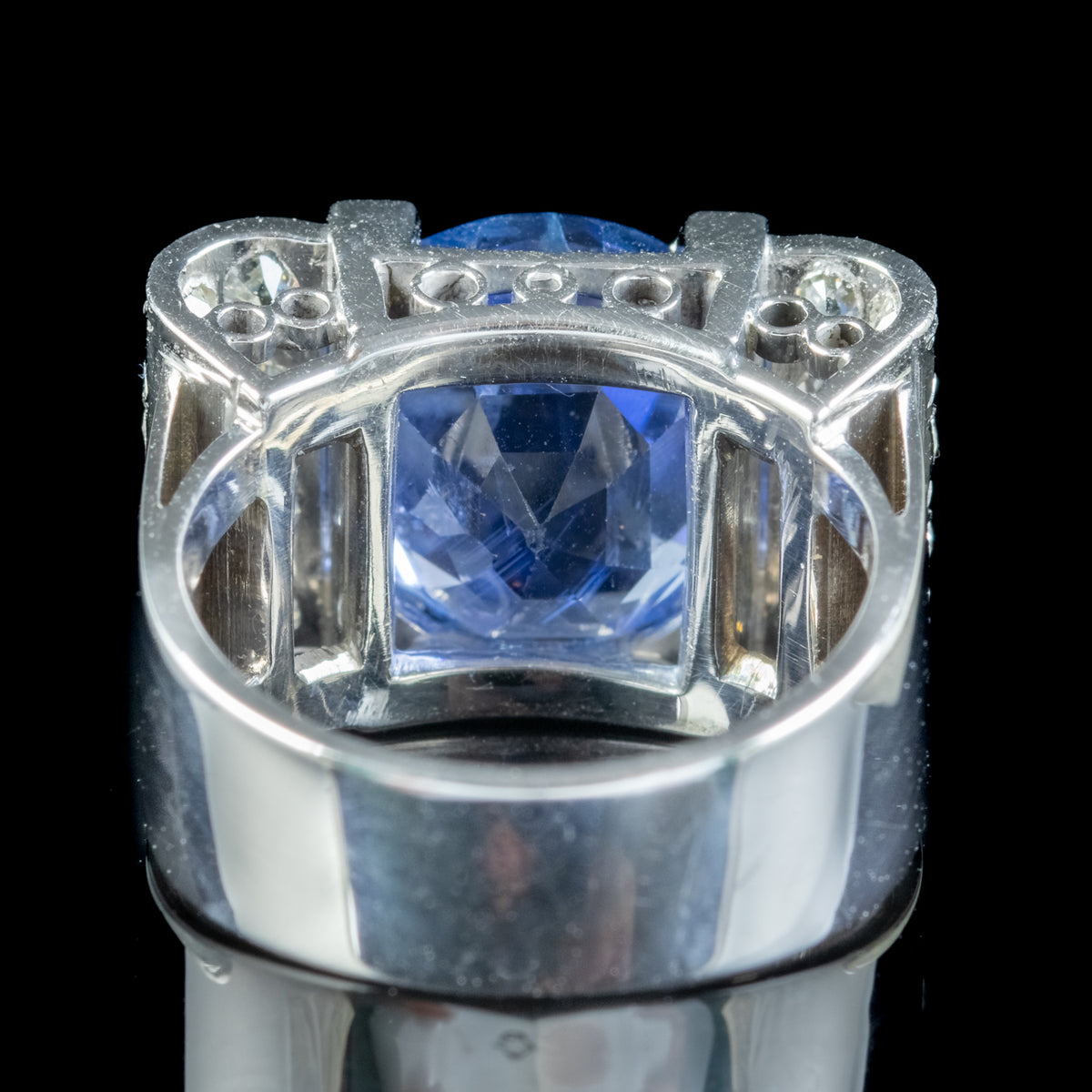 Art Deco Sapphire Diamond Cocktail Ring 6ct Sapphire With Cert