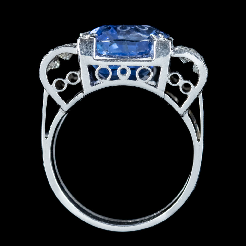 Art Deco Sapphire Diamond Cocktail Ring 6ct Sapphire With Cert