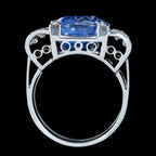 Art Deco Sapphire Diamond Cocktail Ring 6ct Sapphire With Cert