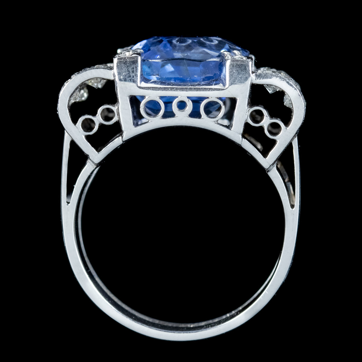 Art Deco Sapphire Diamond Cocktail Ring 6ct Sapphire With Cert