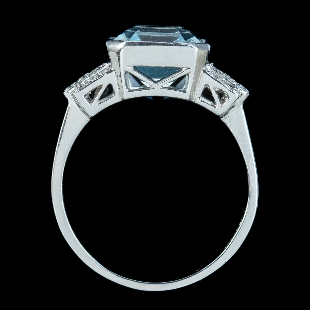 Art Deco Style Aquamarine Diamond Ring 3.5ct Aqua