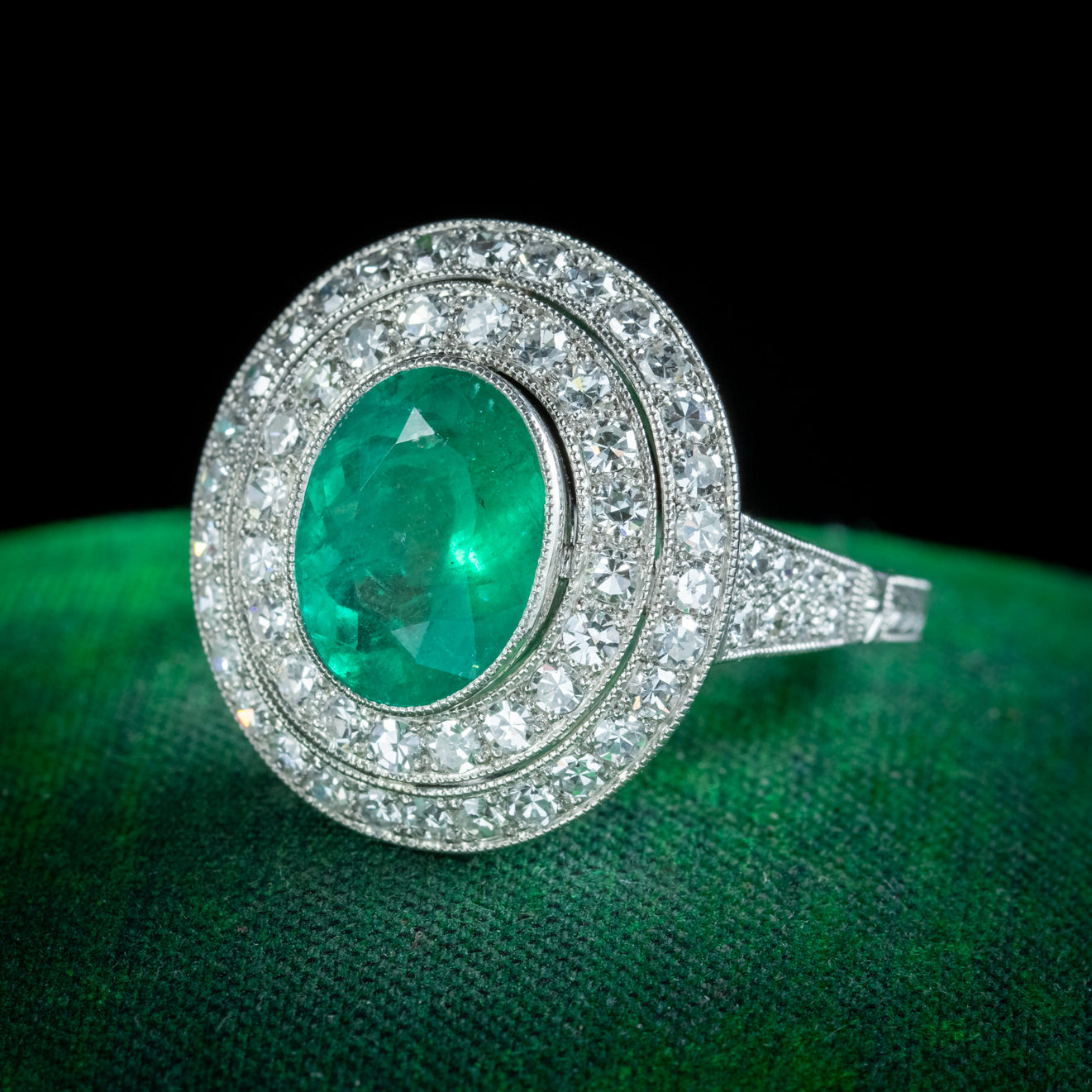 Art Deco Style Emerald Diamond Cocktail Ring 2.39Ct Emerald Secondary image