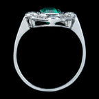 Art Deco Style Emerald Diamond Ring 1.20ct Emerald 