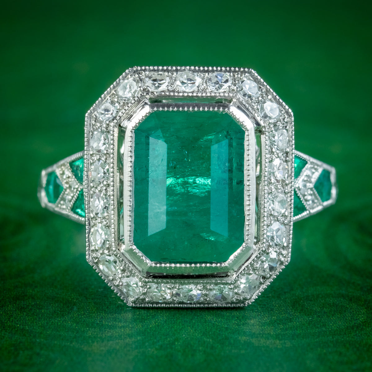 Art Deco Style Emerald Diamond Ring 2.25ct Of Emerald Main image