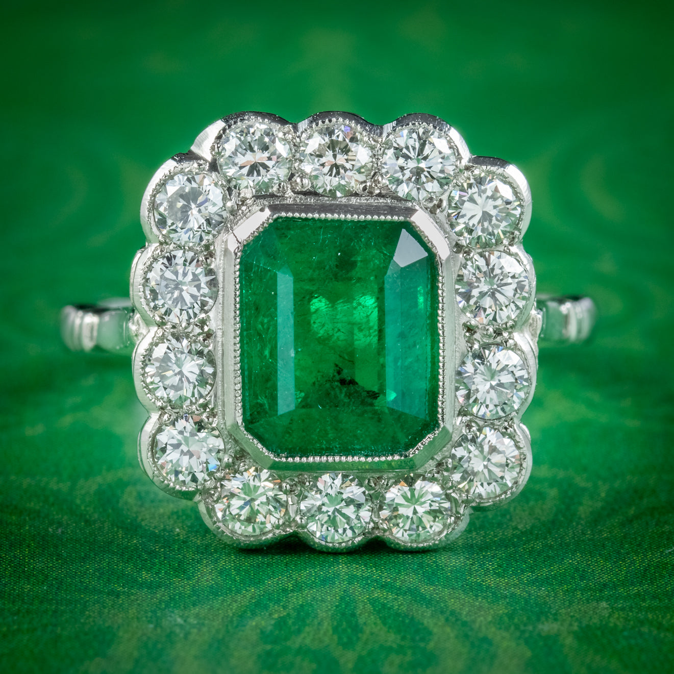 Art Deco Style Emerald Diamond Ring 2.55ct Emerald  Main image